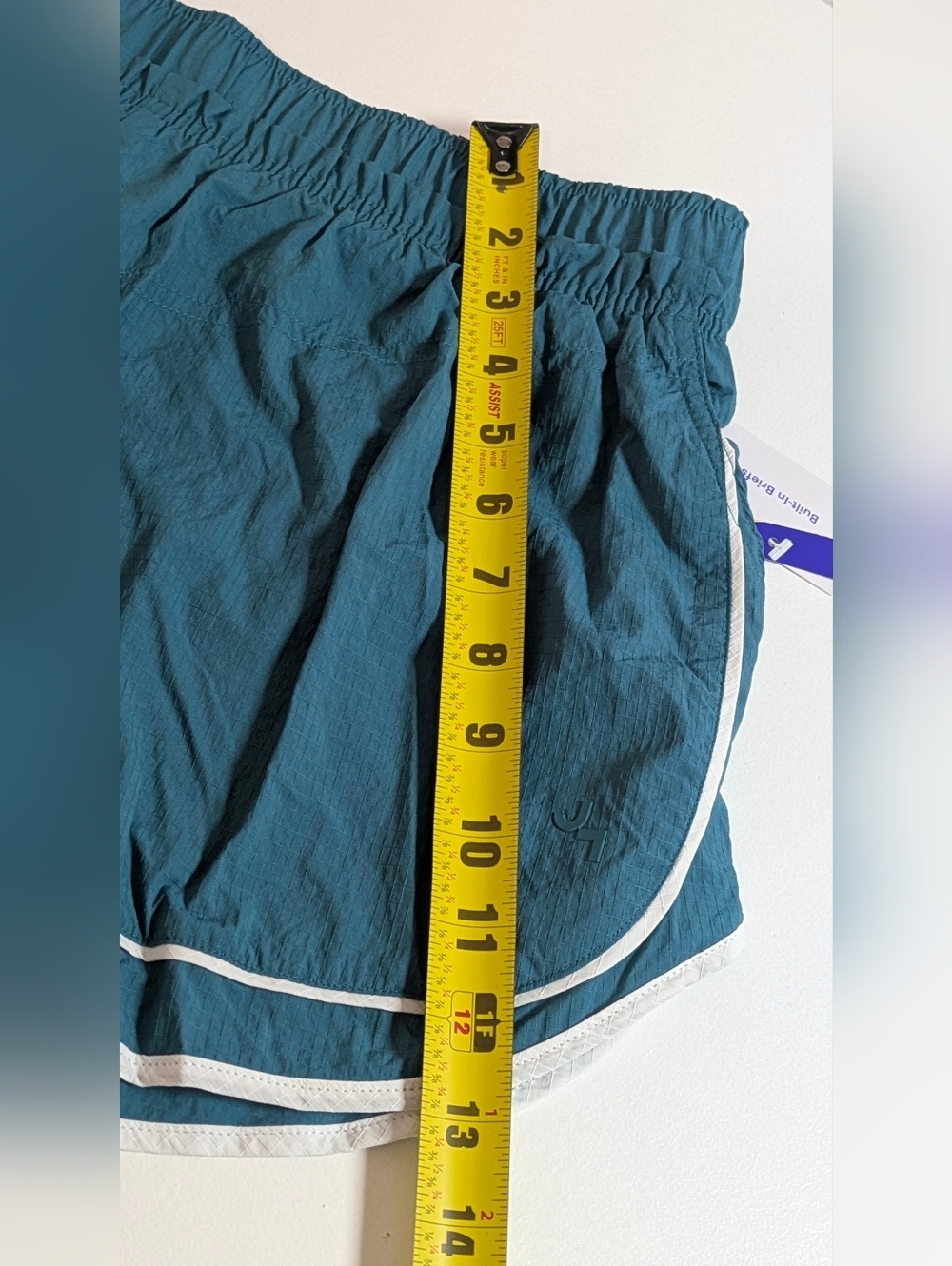 Joy Lab Women's Mid rise Built In Briefs Shorts Teal Stripes Size XL 2" Inseam - Picture 9 of 12